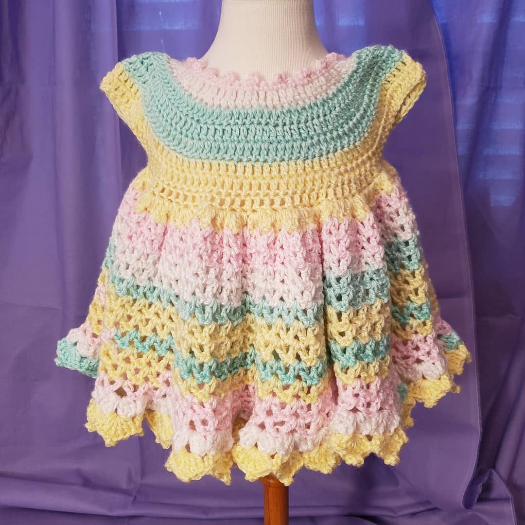 Pastel Rainbow Crochet Dress