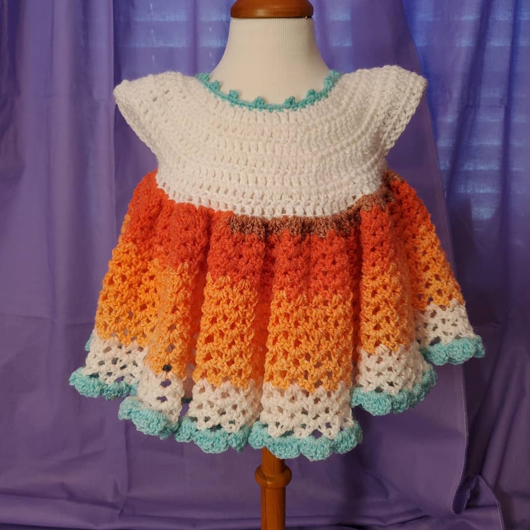 Blue Tipped Camp Fire Autumn Dress